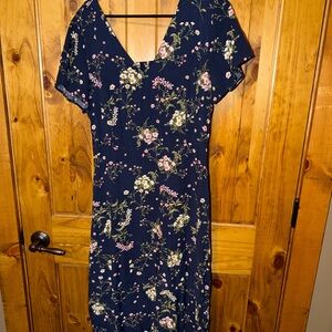 Old Navy Navy Floral Midi Dress